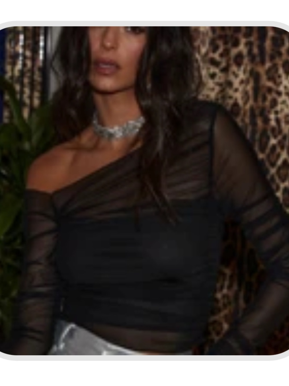 12th Tribe Black Sheer One-Shoulder Mesh Top